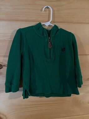 Boy's Green Half-Zip Knit Pullover Top